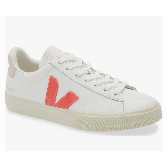Veja Shoes - Veja White & Pink Campo Organic Recycled Canvas Sneaker •Women 38/ 7• Nice Cond